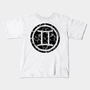 Black Marble Zodiac - Gemini Kids T-Shirt